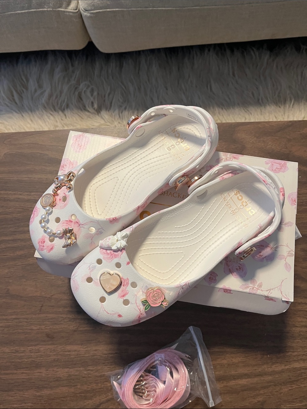 NIB loveshackfancy Floral Ballet Crocs
